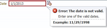 Error Message When the date is Entered Manually